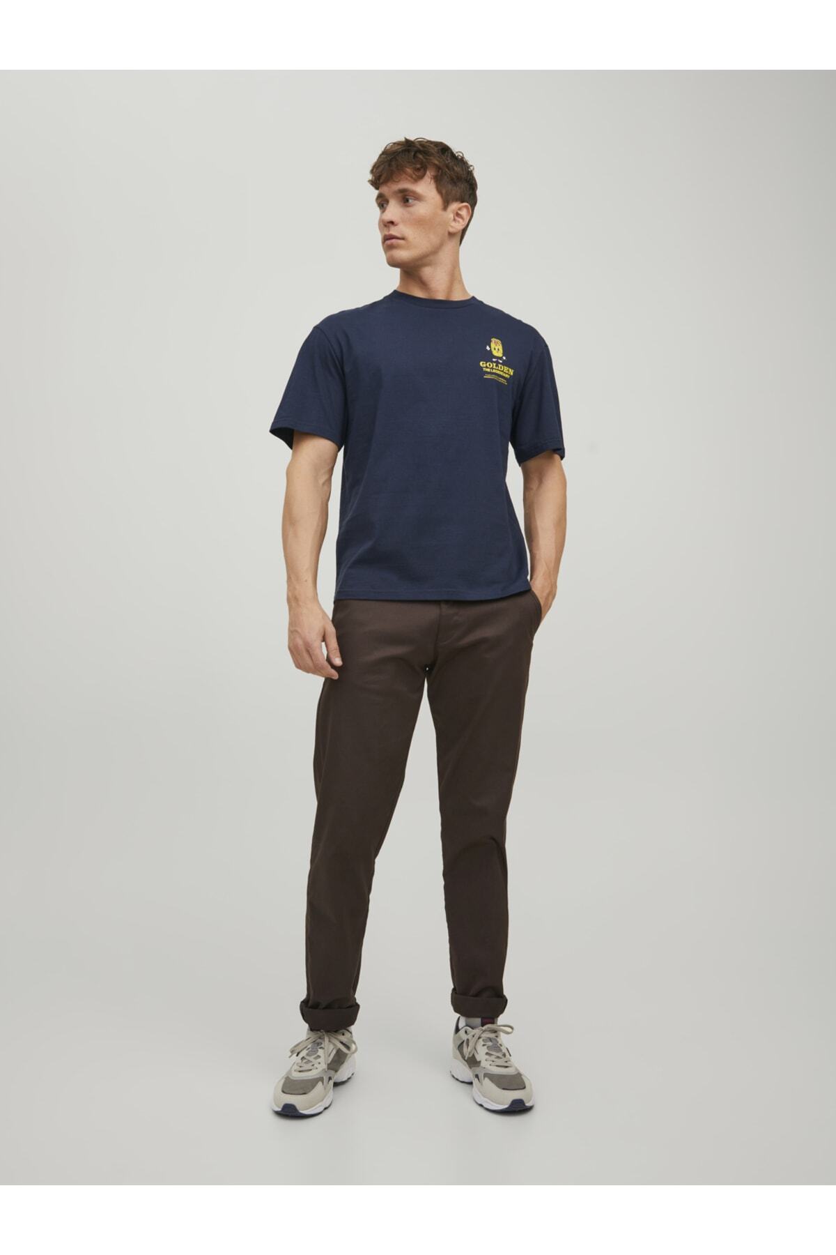 تیشرت مردانه آبی سرمه ای جک اند جونز | 12232251 اورجینال - تصویر 6