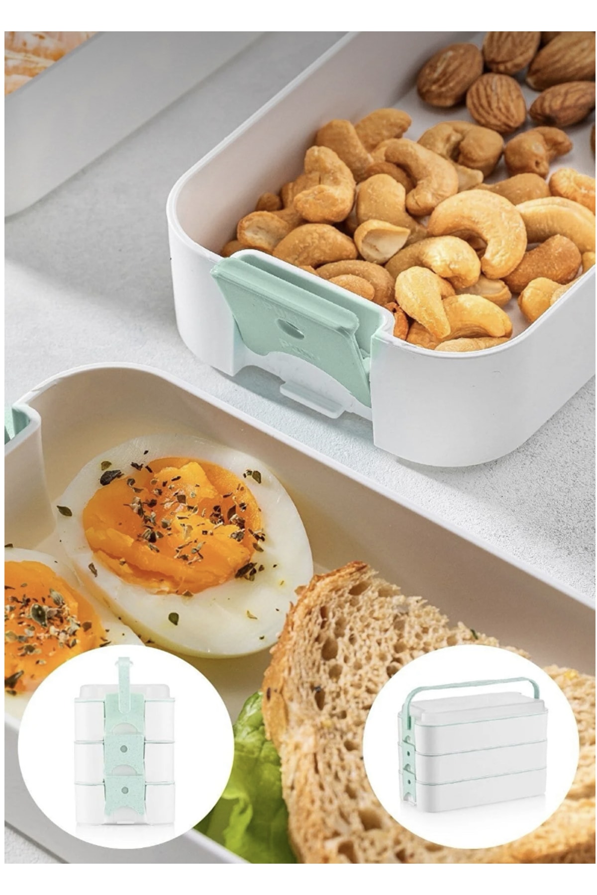KÜÇÜK EW-3 Layer Portable Food Container – Lunch Box Diet Nutrition Storage Container with Fork and Spoon 5