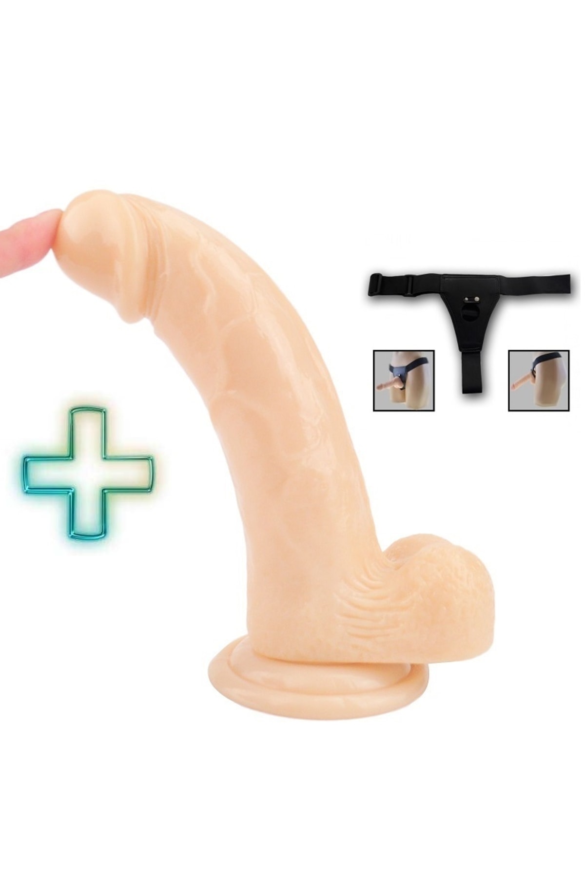 Siyah Kemerli Ten Renkli Strapon Dildo