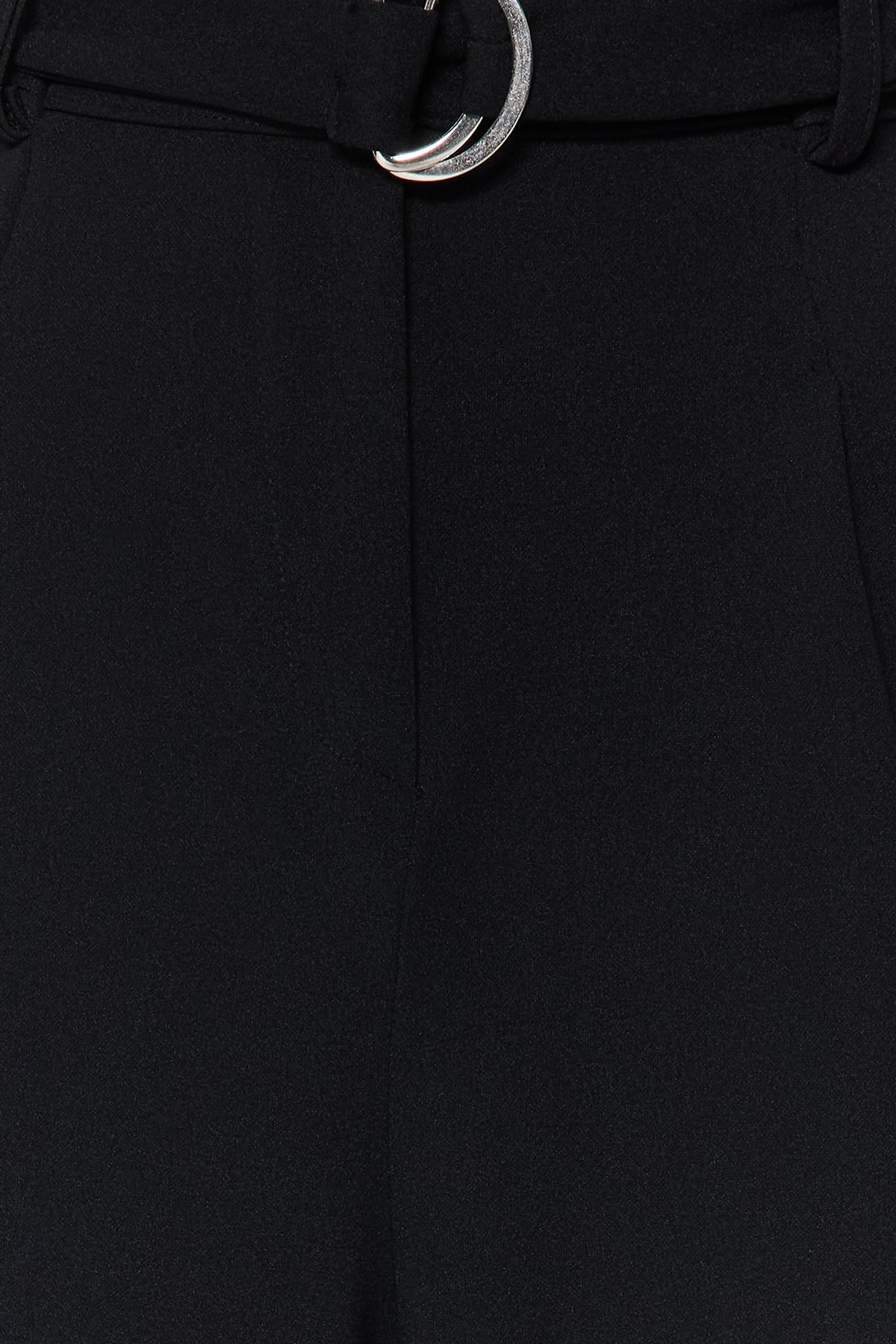 Trendyolmilla  Siyah Kemerli Wideleg/Geniş Paça Normal Bel Smart Krep Kumaş Örme Pantolon TWOSS23PL00330 - Görsel 4