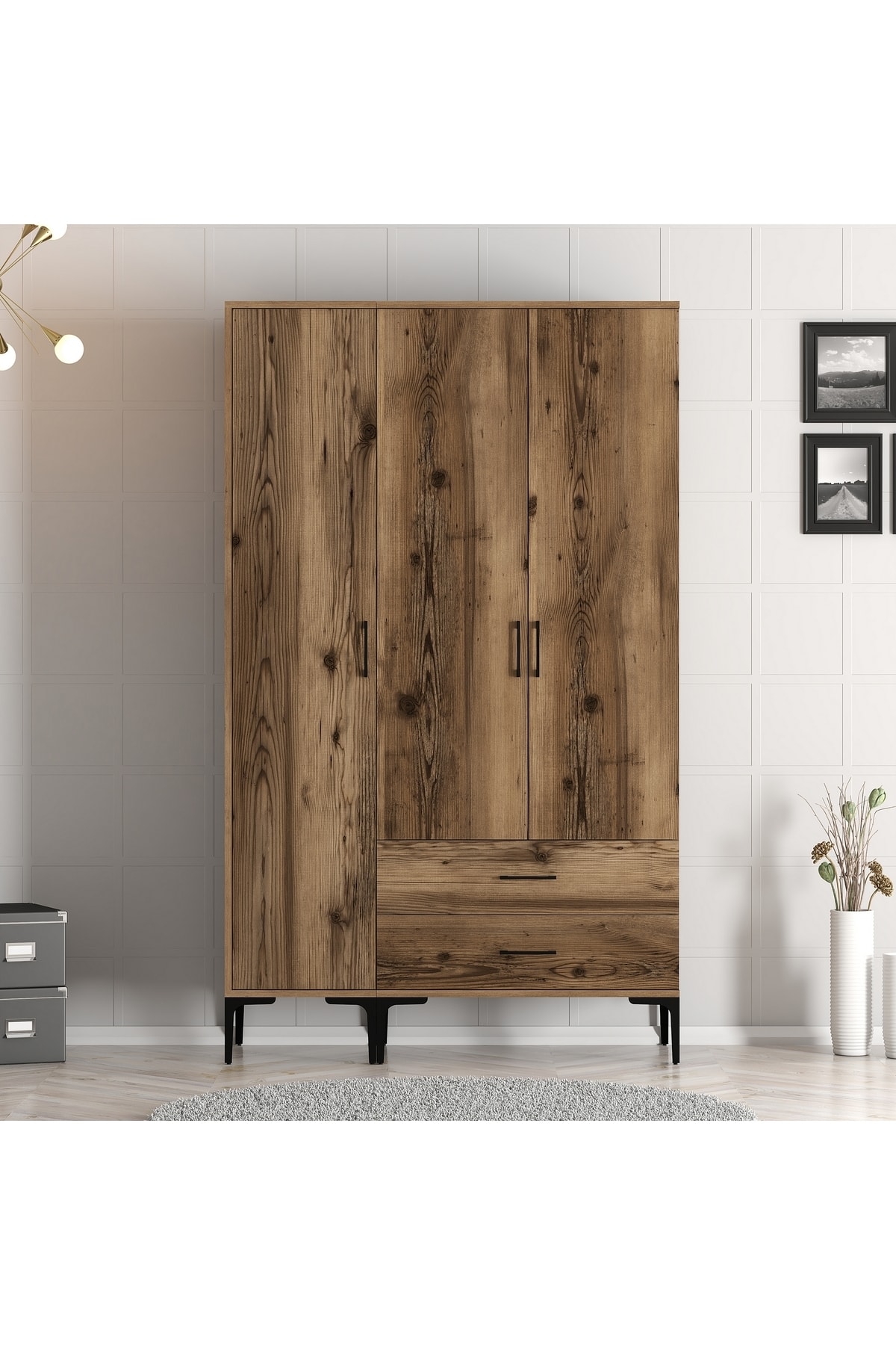 Beach 3-Door Wardrobe St - Walnut