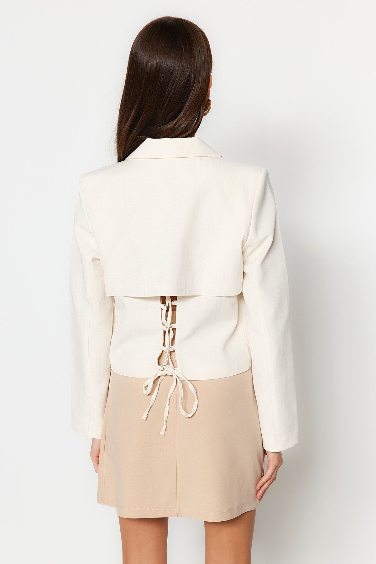 Trendyol Collection-Stone Crop Woven Blazer Jacket TWOSS23BC00101 6