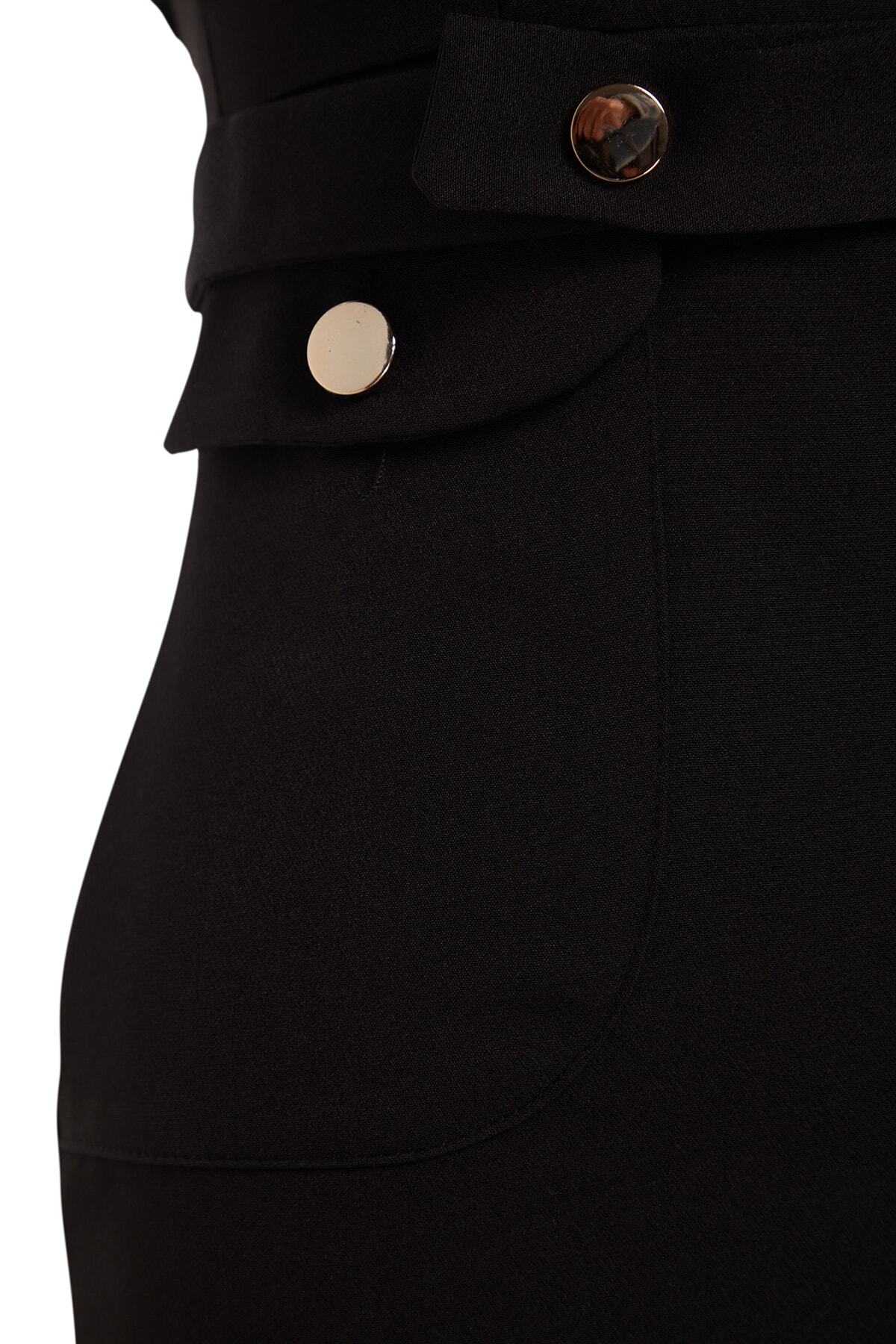 Trendyol Collection-Detailní černé minišaty s kapsami na opasek TWOSS23EL02037 8