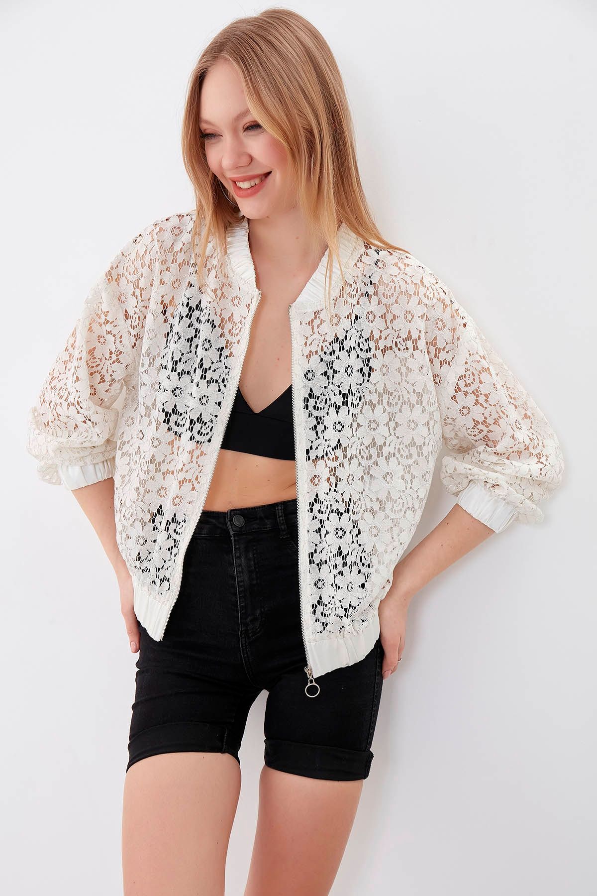 Transparent sales crop jacket