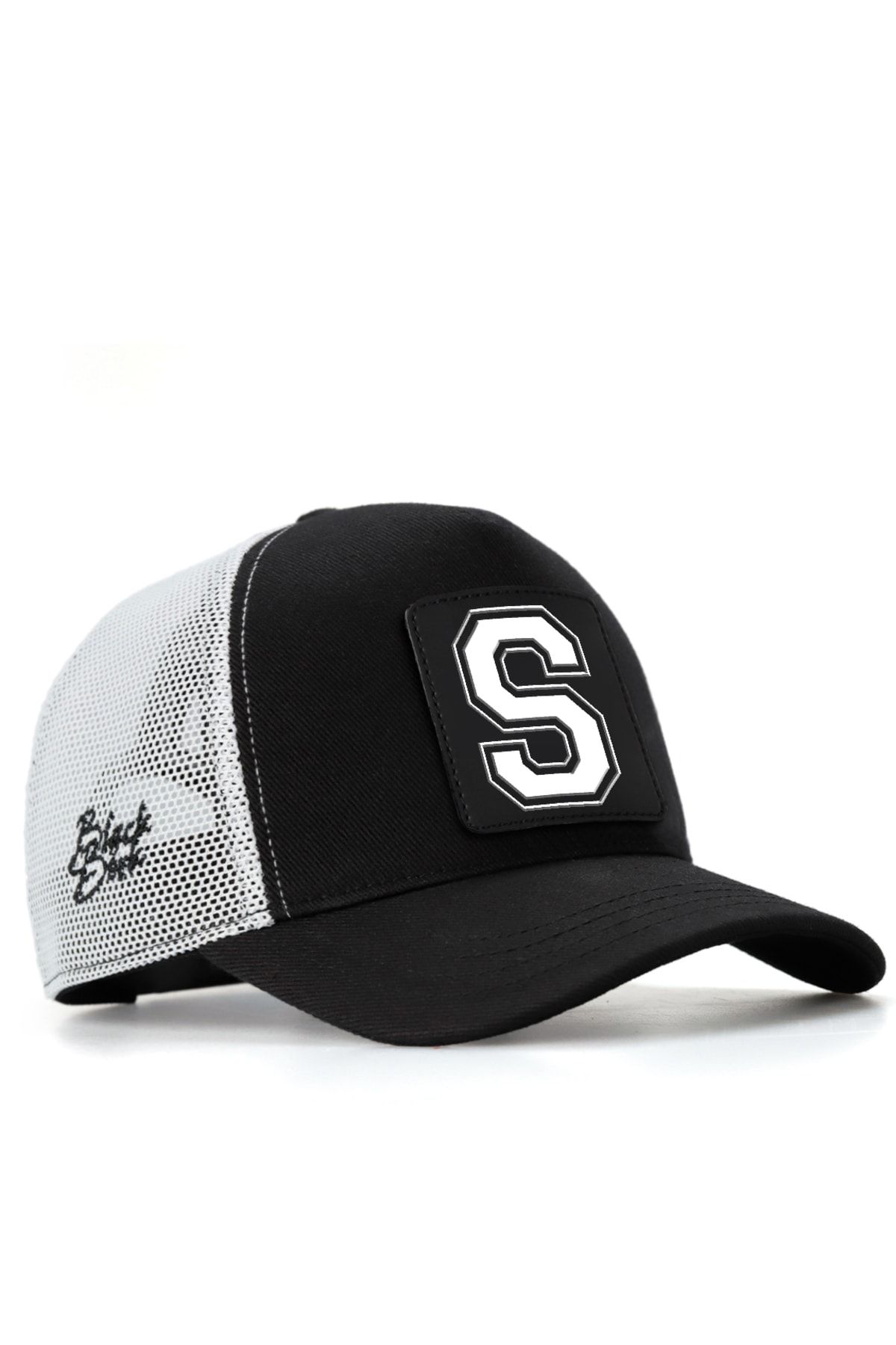 BlackBörk V1 Trucker S Harf Logolu Unisex Siyah-beyaz Şapka (CAP)