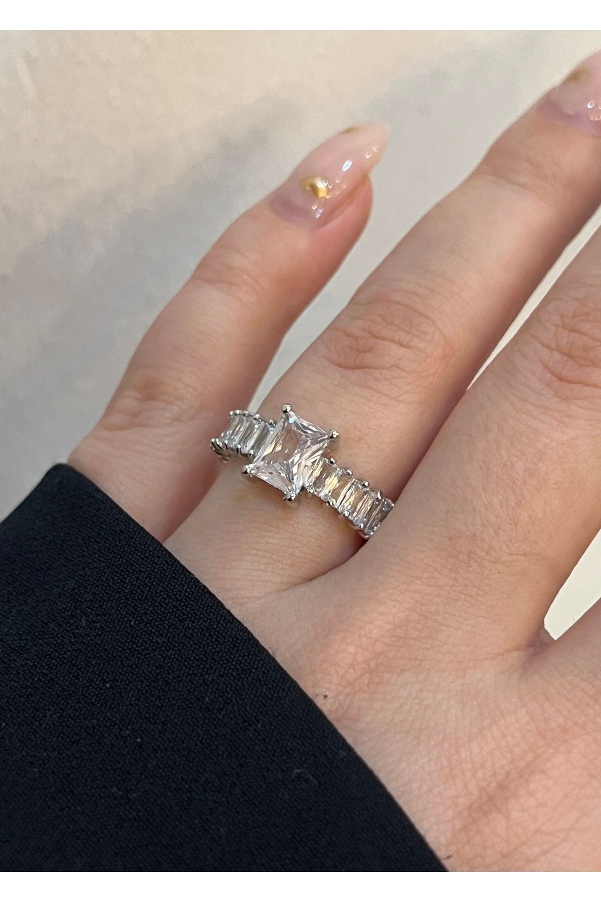 Silver clearance baguette ring