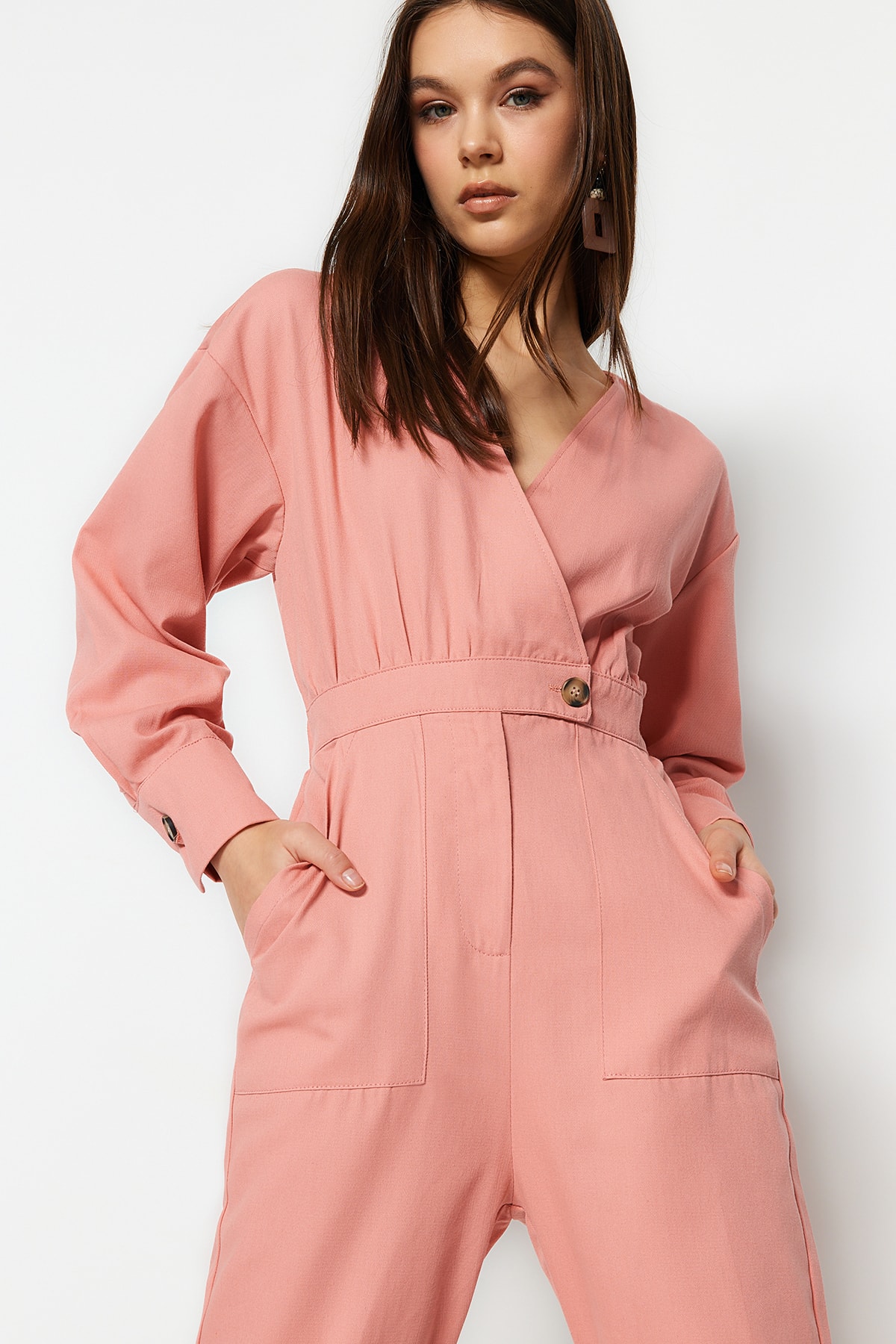 Trendyol Collection Jumpsuit Rosa Regular Fit Fast ausverkauft