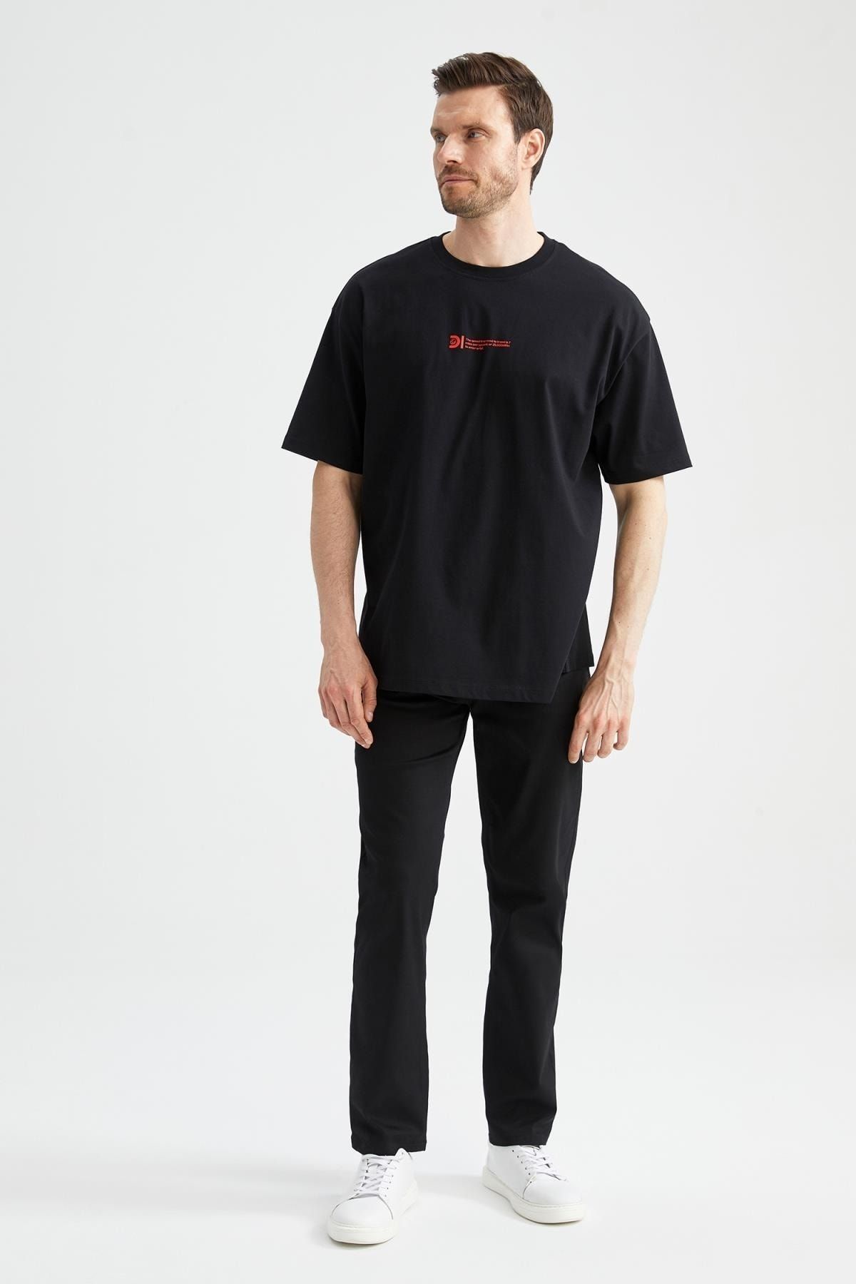 DeFacto Discovery Oversize Fit Bisiklet Yaka Pamuklu Penye Tişört PG9180