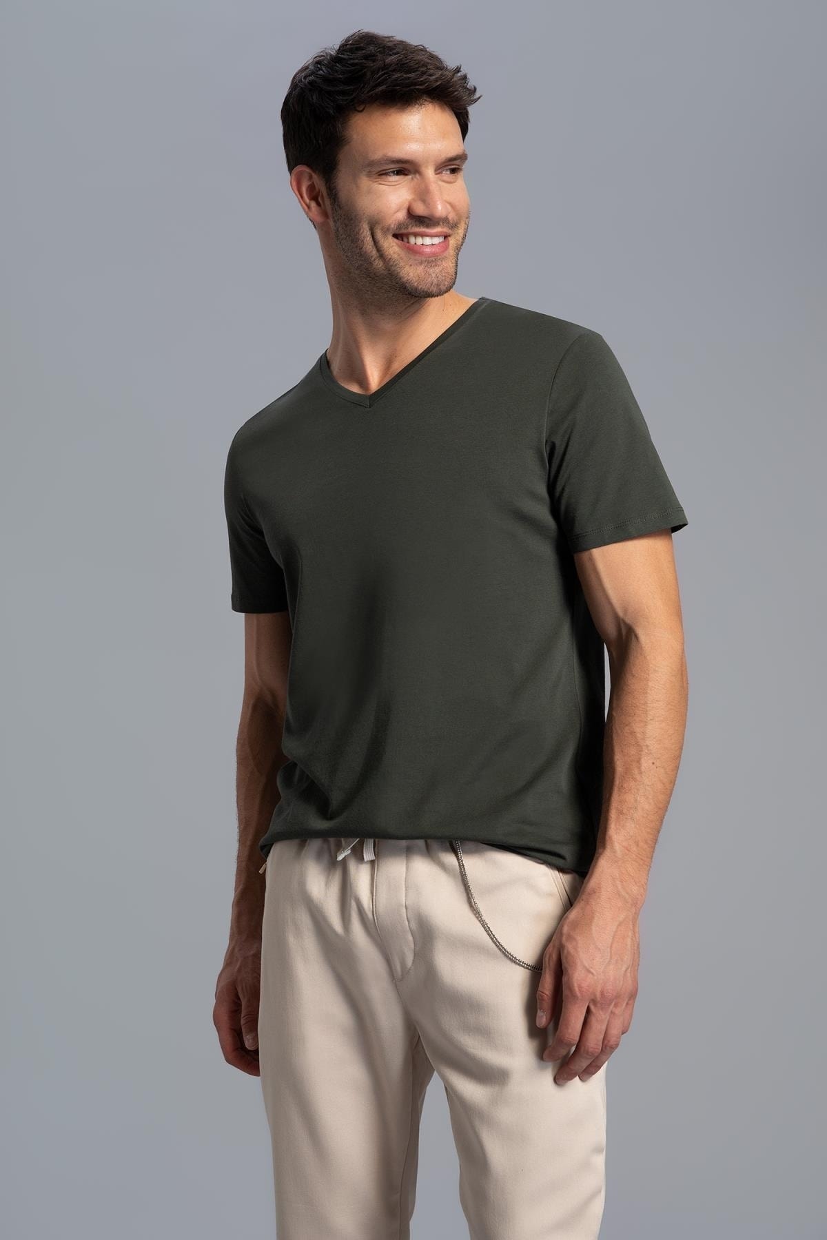 DeFacto T-Shirt Khaki Slim Fit
