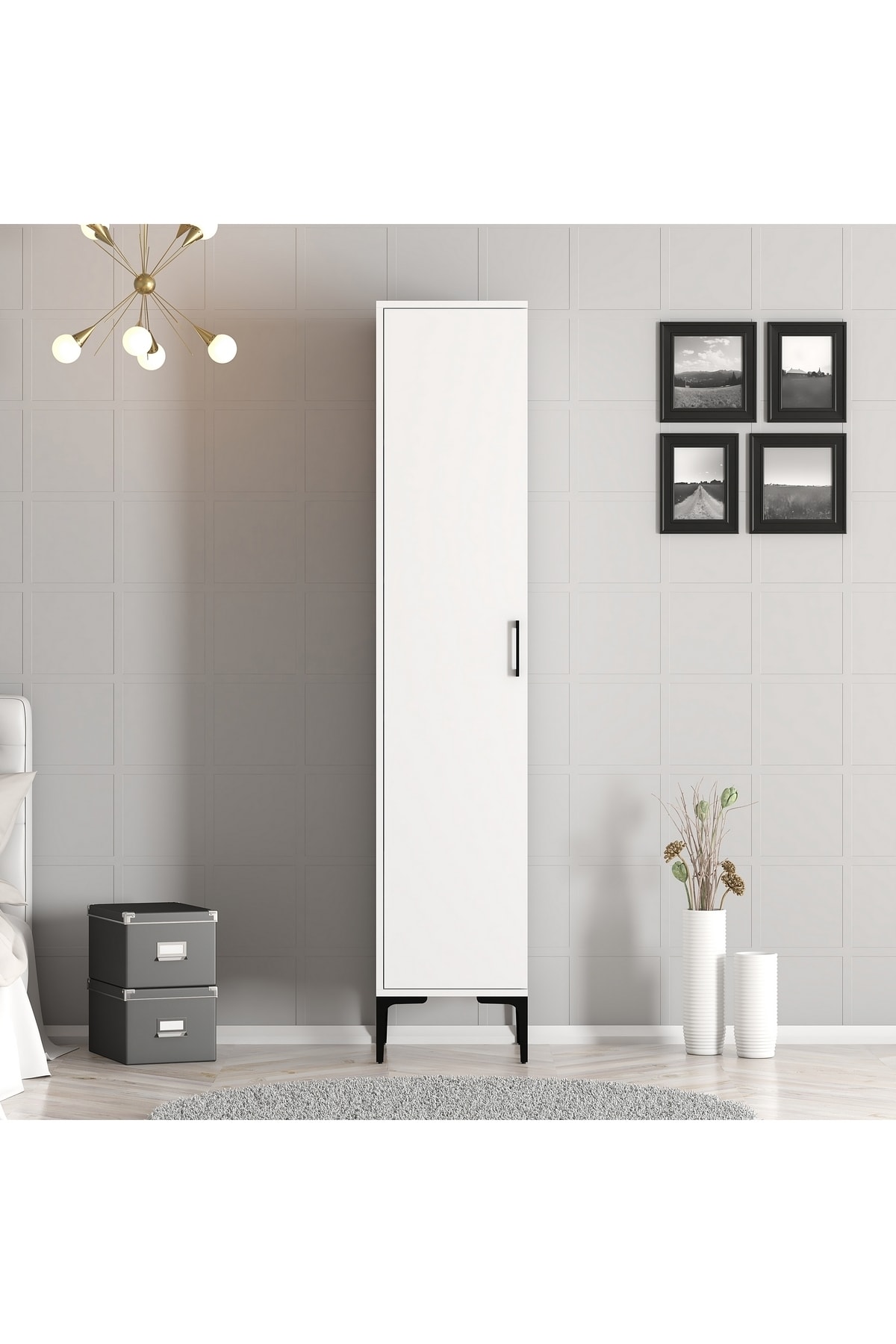 Beach 1-Door Wardrobe S-White
