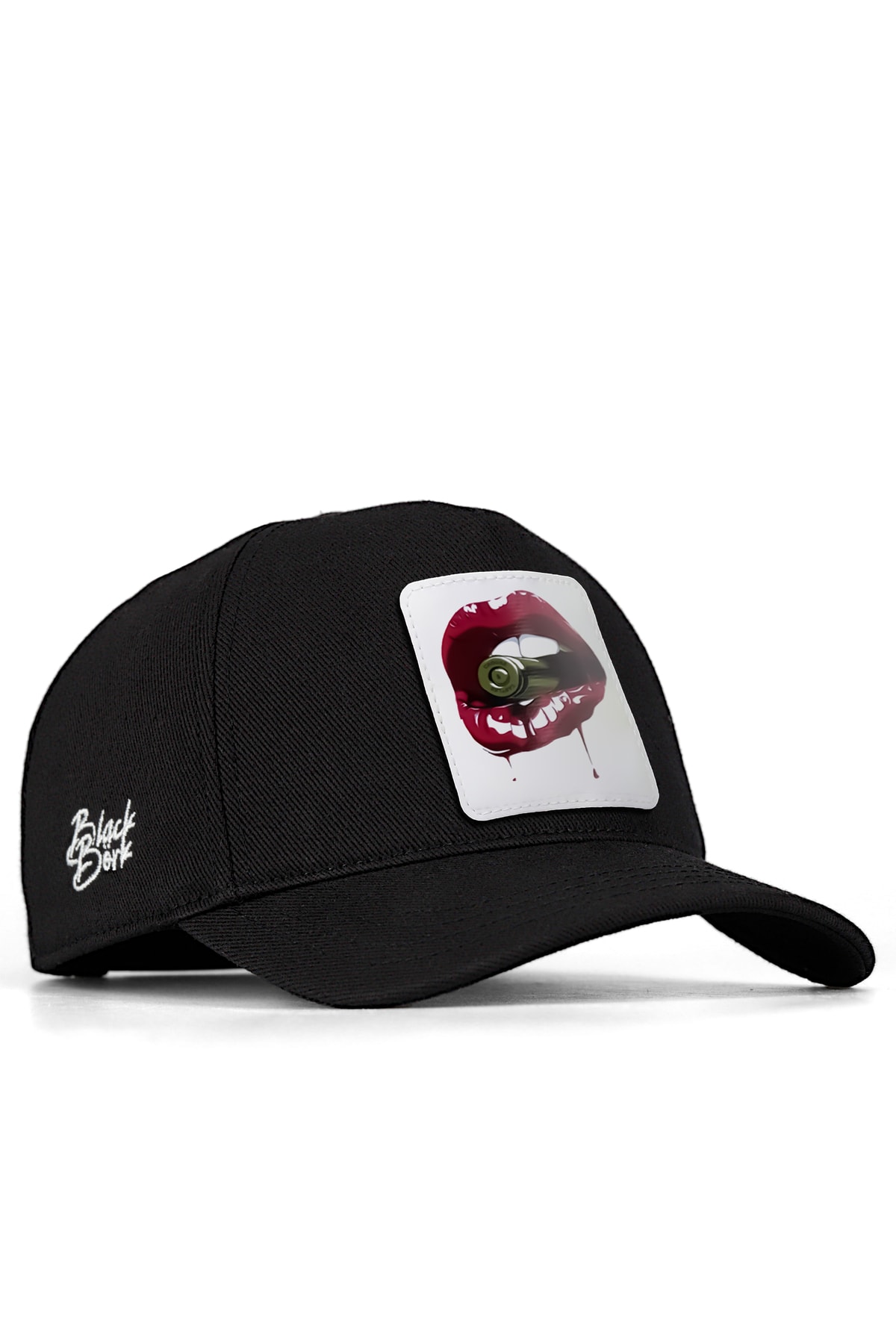 BlackBörk V1 Unisex Baseball Dudak Kurşun3 Logolu Siyah Cap Şapka