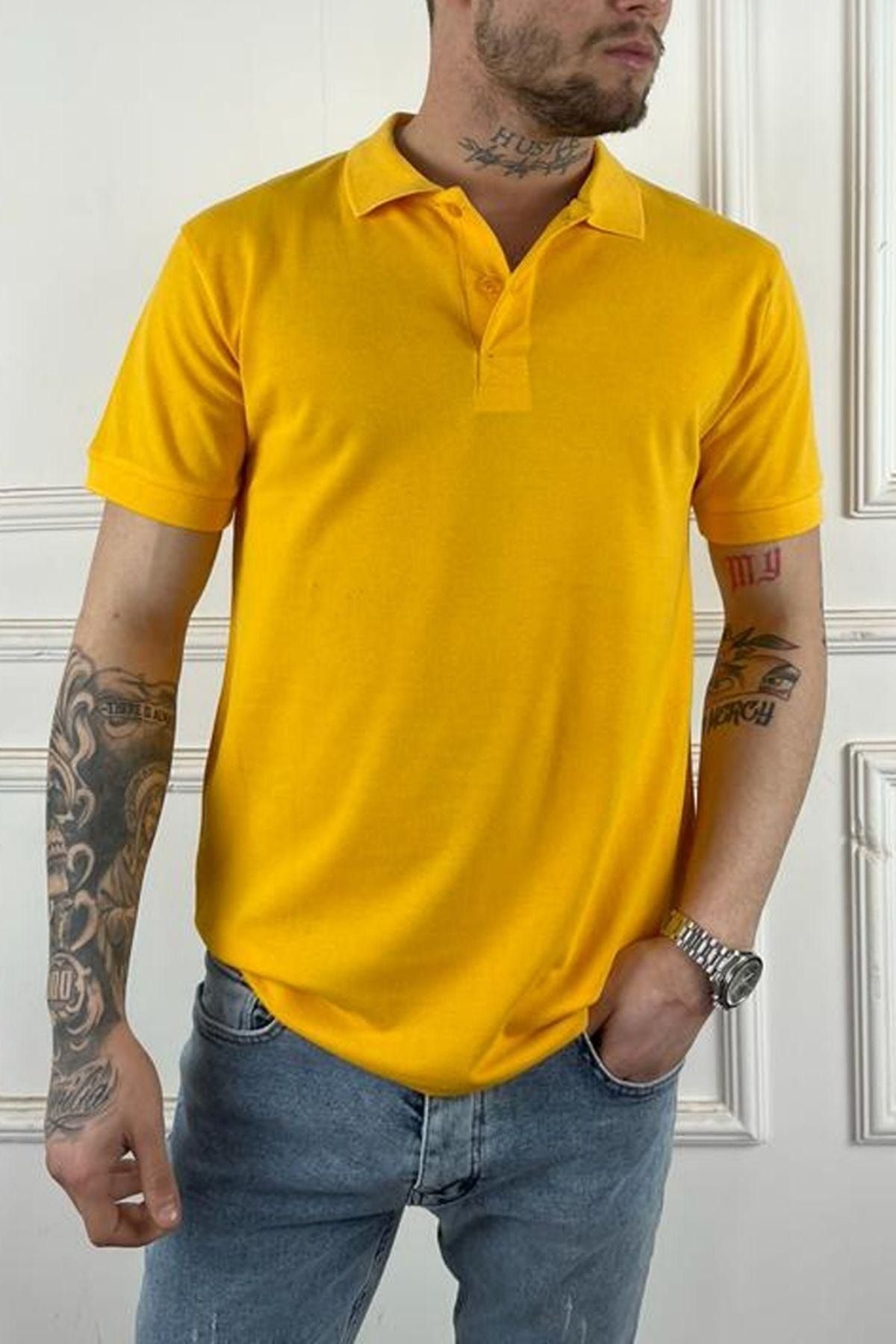 Mens mustard polo neck clearance
