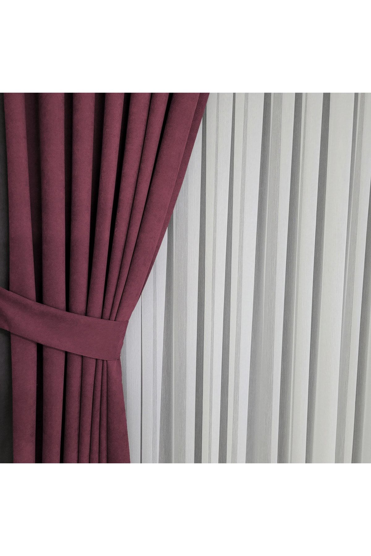 Yuka-Diamond Double Wing Dusty Rose Velvet Textured Sparse Pleated Plain Island Background Curtain Plain100 X 260 2
