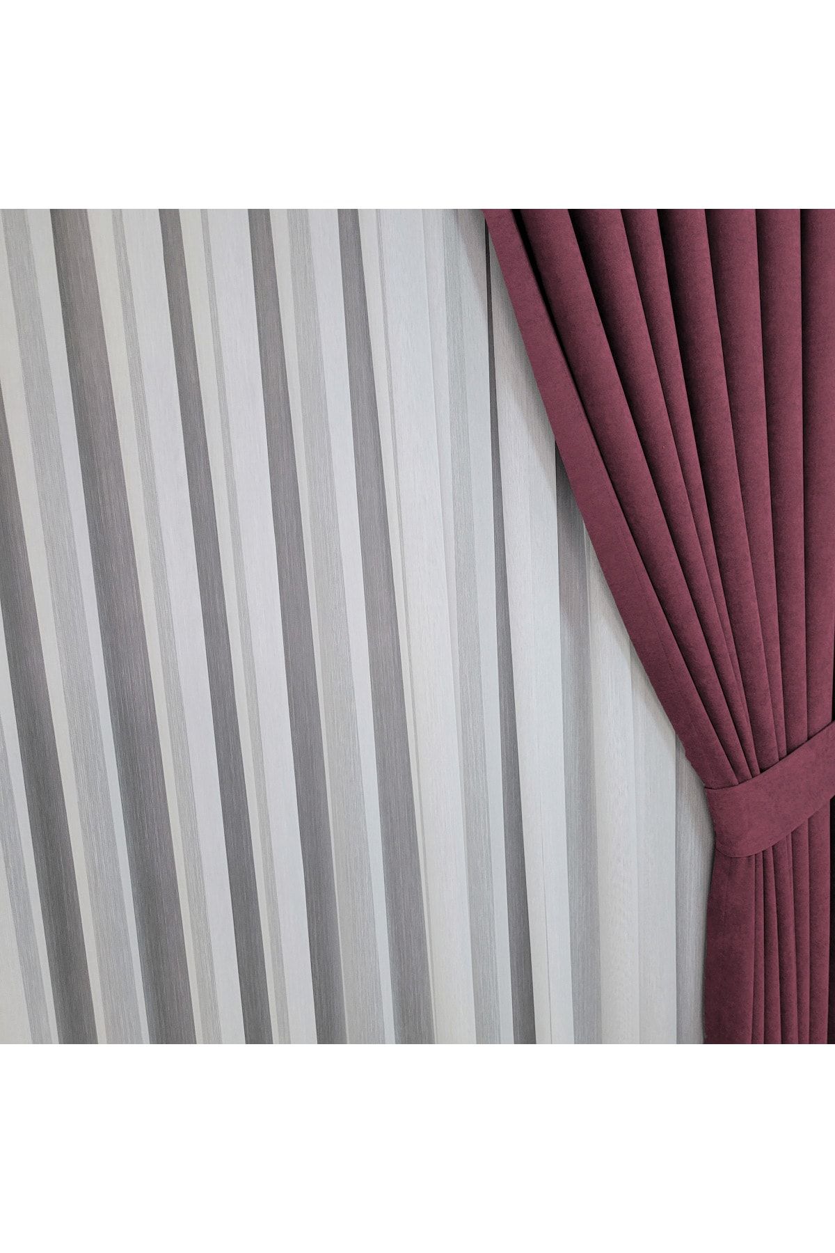 Yuka-Diamond Double Wing Dusty Rose Velvet Textured Sparse Pleated Plain Island Background Curtain Plain100 X 260 4