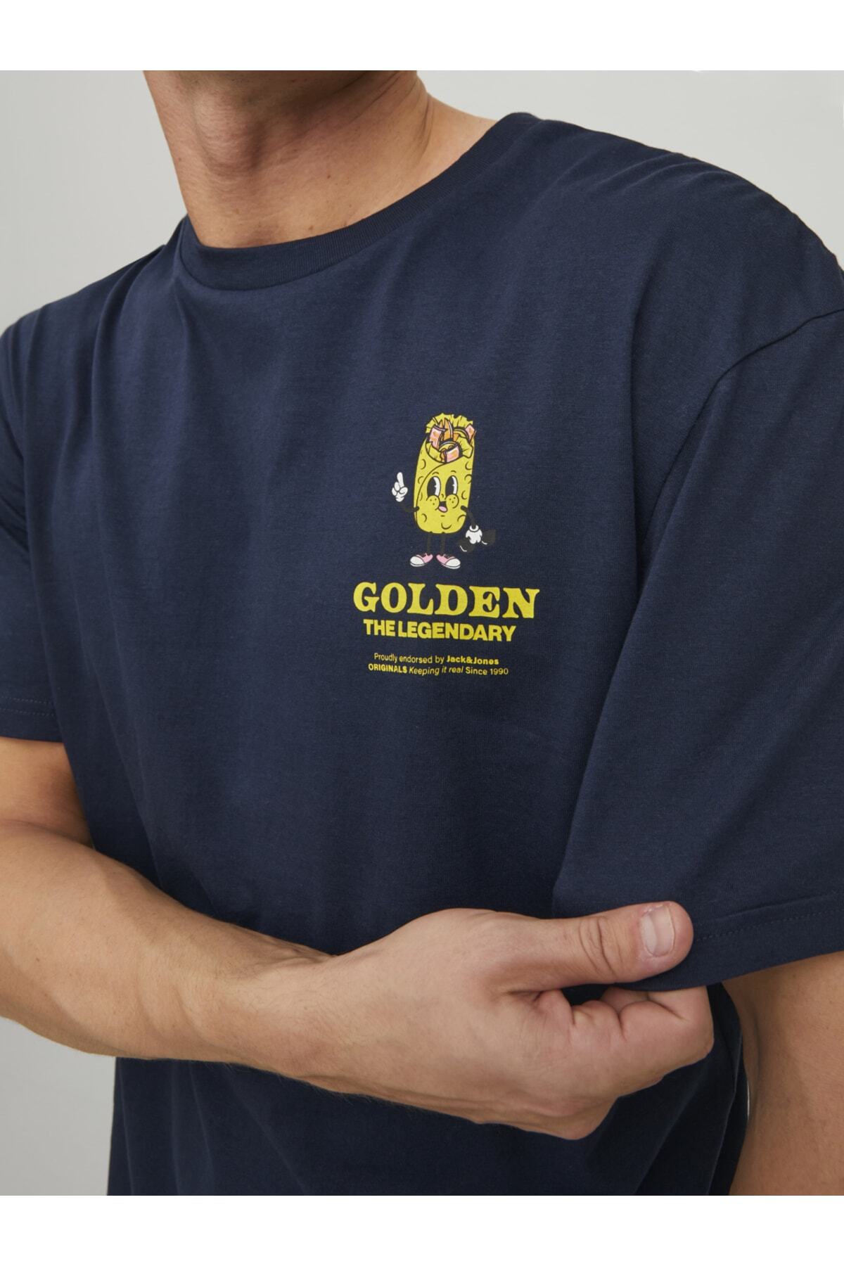 تیشرت مردانه آبی سرمه ای جک اند جونز | 12232251 اورجینال - تصویر 5