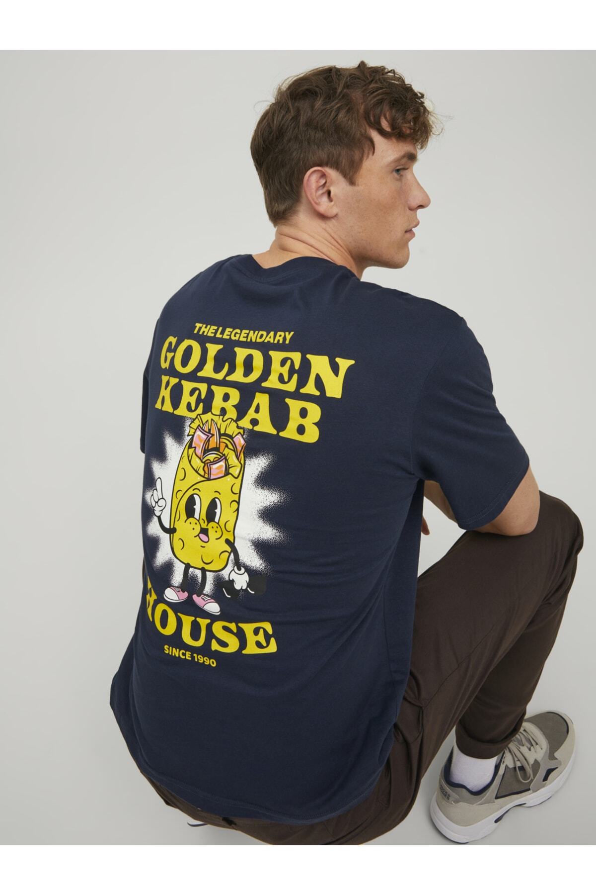 تیشرت مردانه آبی سرمه ای جک اند جونز | 12232251 اورجینال - تصویر 8