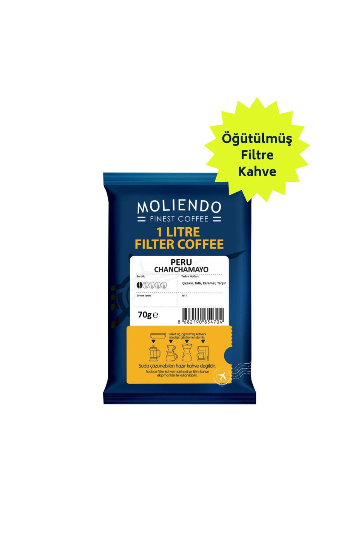 Moliendo Finest Coffee 1 Litre Peru Chanchamayo Filtre Kahve 70 G.