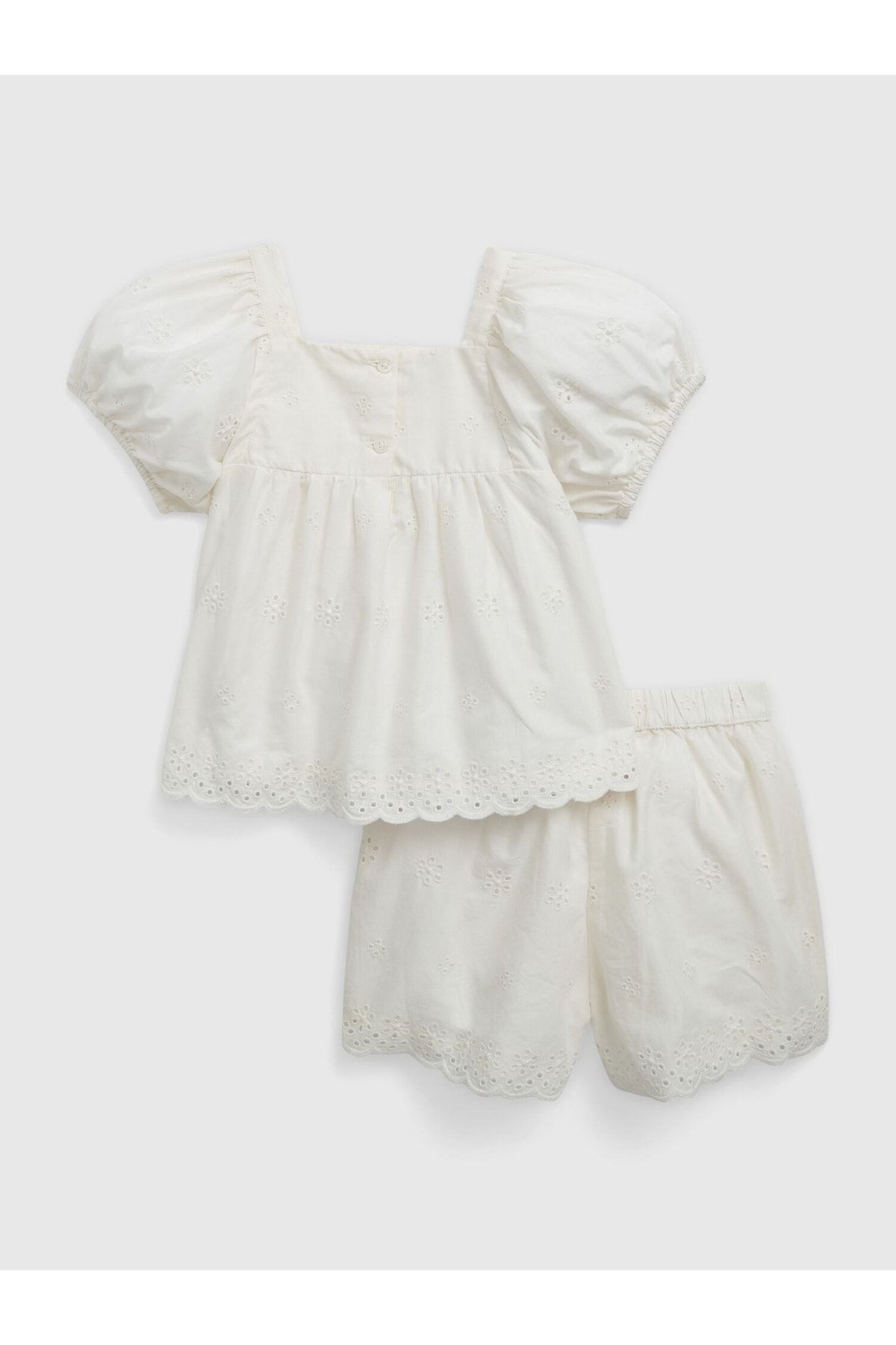 GAP Kız Bebek Kırık Beyaz Fisto Işlemeli Outfit Set OR7810