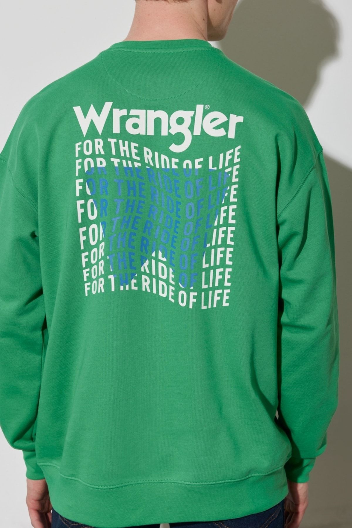 Wrangler به طور منظم مناسب گردن دوچرخه برش طبیعی 100 ٪ پنبه سبز پیراهن مردانه