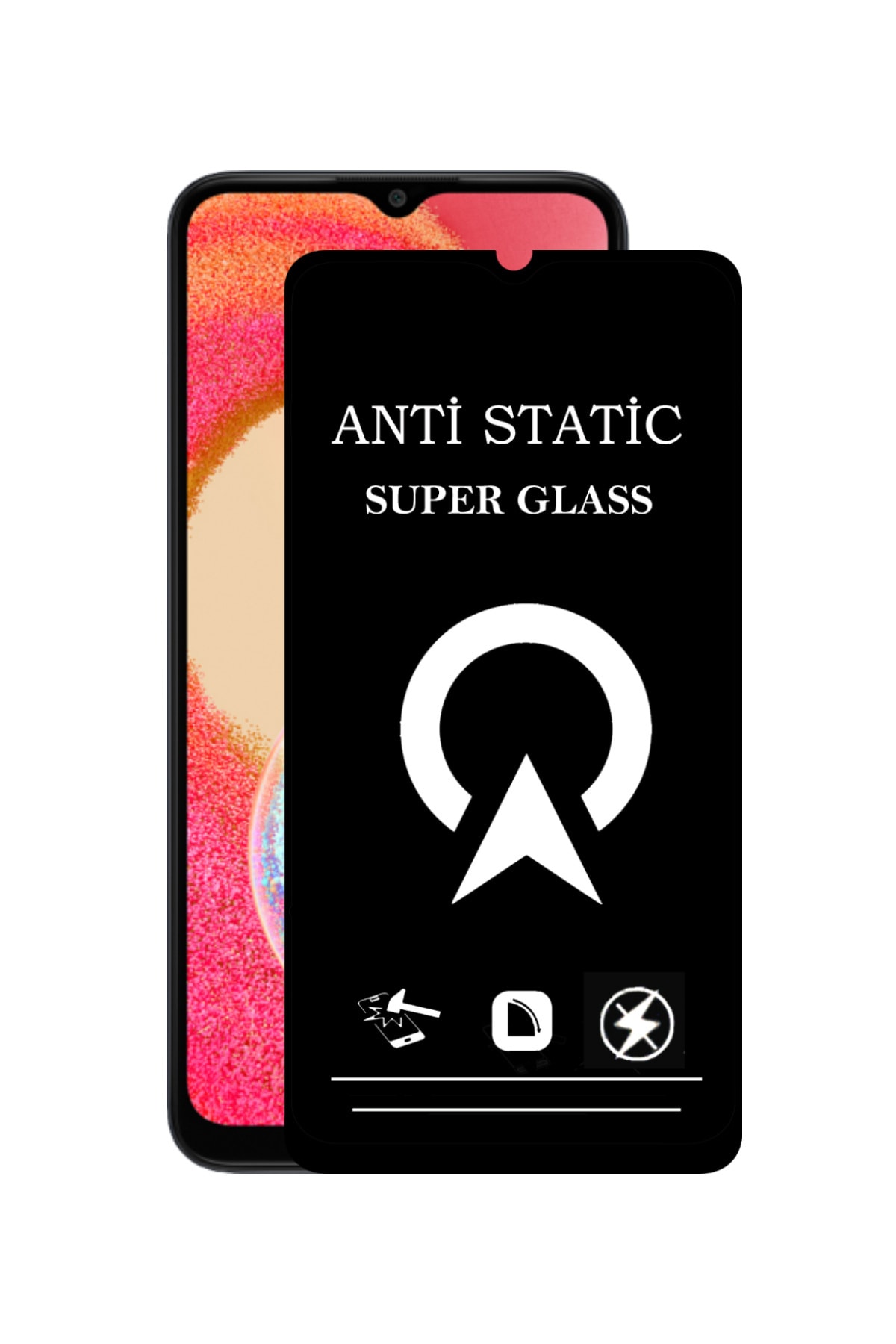 Samsung Galaxy A04E ile Uyumlu Tam Kaplayan Anti Statik Çizilmez Safir Ekran Koruyucu Cam