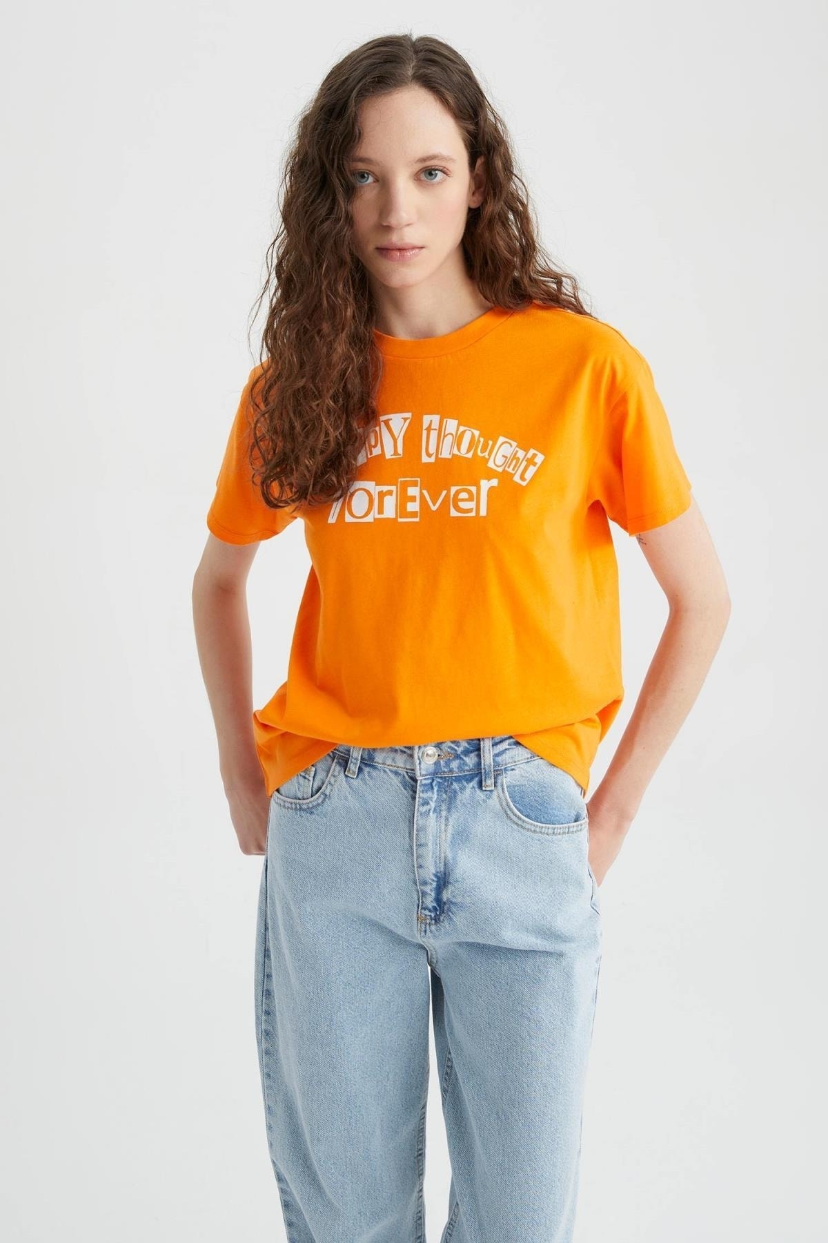 DeFacto T-Shirt Orange Regular Fit