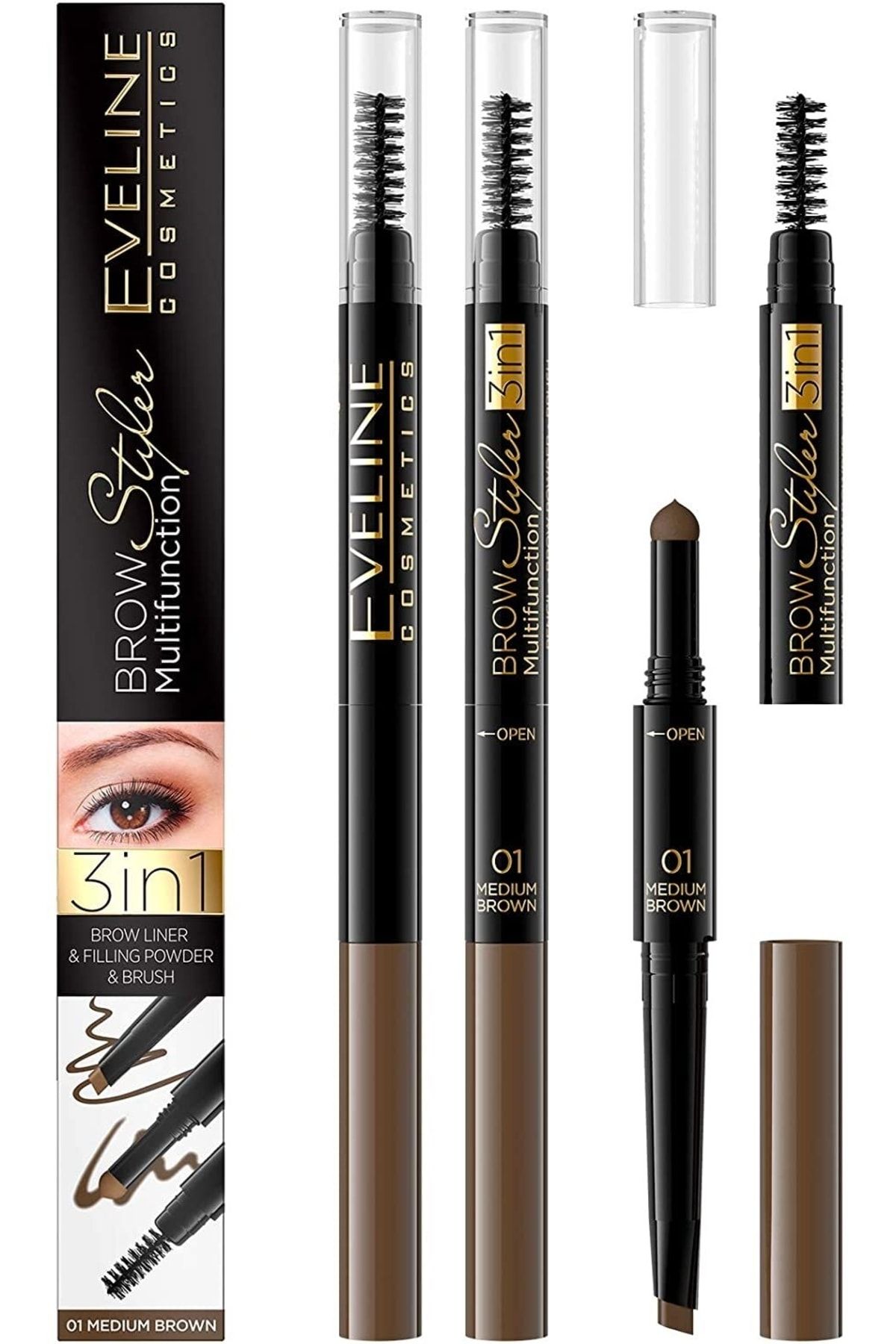 مداد فرم دهنده ابرو -3 در 1 - سایه روشن No 1 Eveline Cosmetics