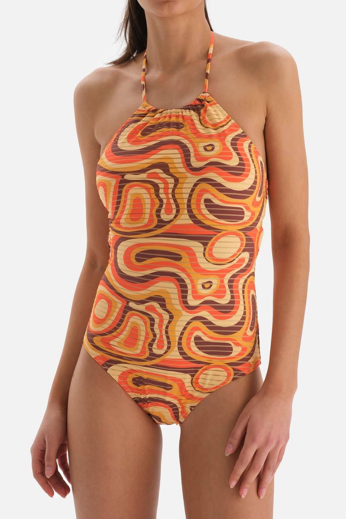 Dagi Badeanzug Orange Unifarben Fast ausverkauft FN7916