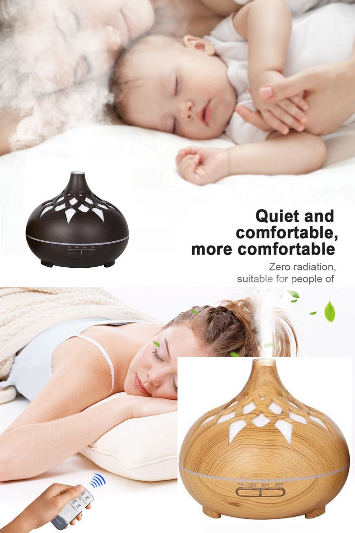Humidifier Hava Nemlendirici Buhar Makinası Difüzörü Buhar Unik 7 Renk Led Işıklı Filtresiz 300ml Esansiyel