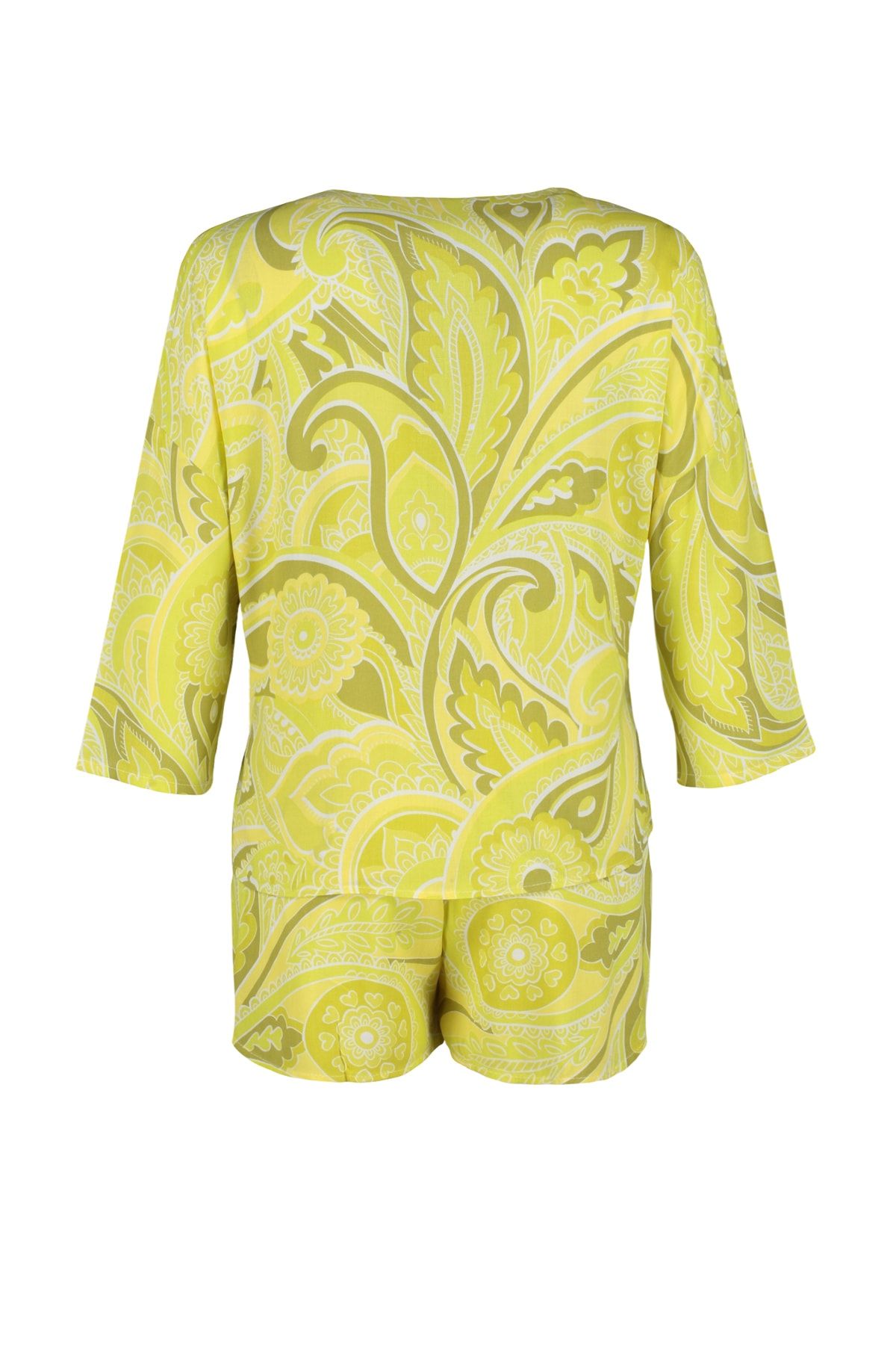 Trendyol Collection-Ethnic Pattern Viscose Pajamas Set - with Binding/Bow Detail, Multicolor Shorts Thmss23Pt00165 10