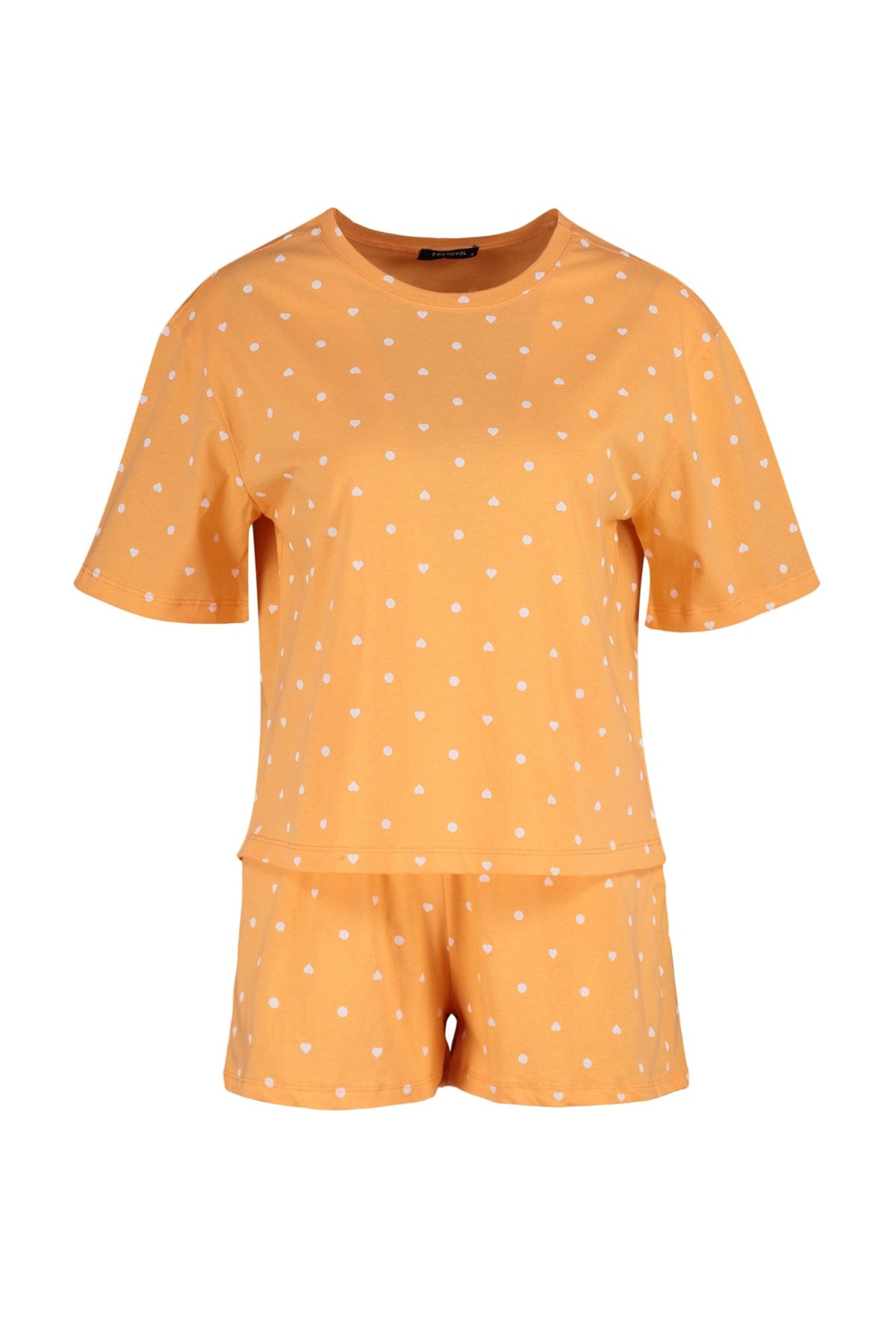 Trendyol Collection-Sada pyžama s oranžovými puntíky a srdíčky 100% bavlna šortky - THMSS21PT1485 6
