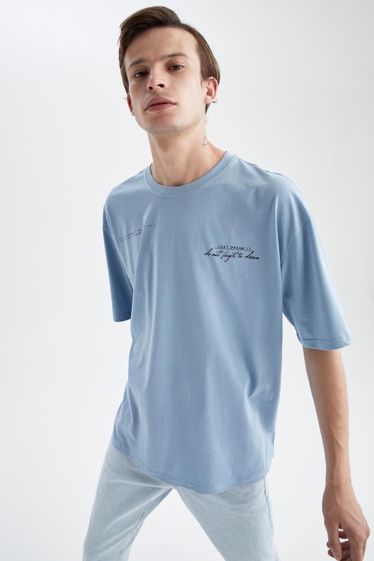 DeFacto T-Shirt Blau Oversized