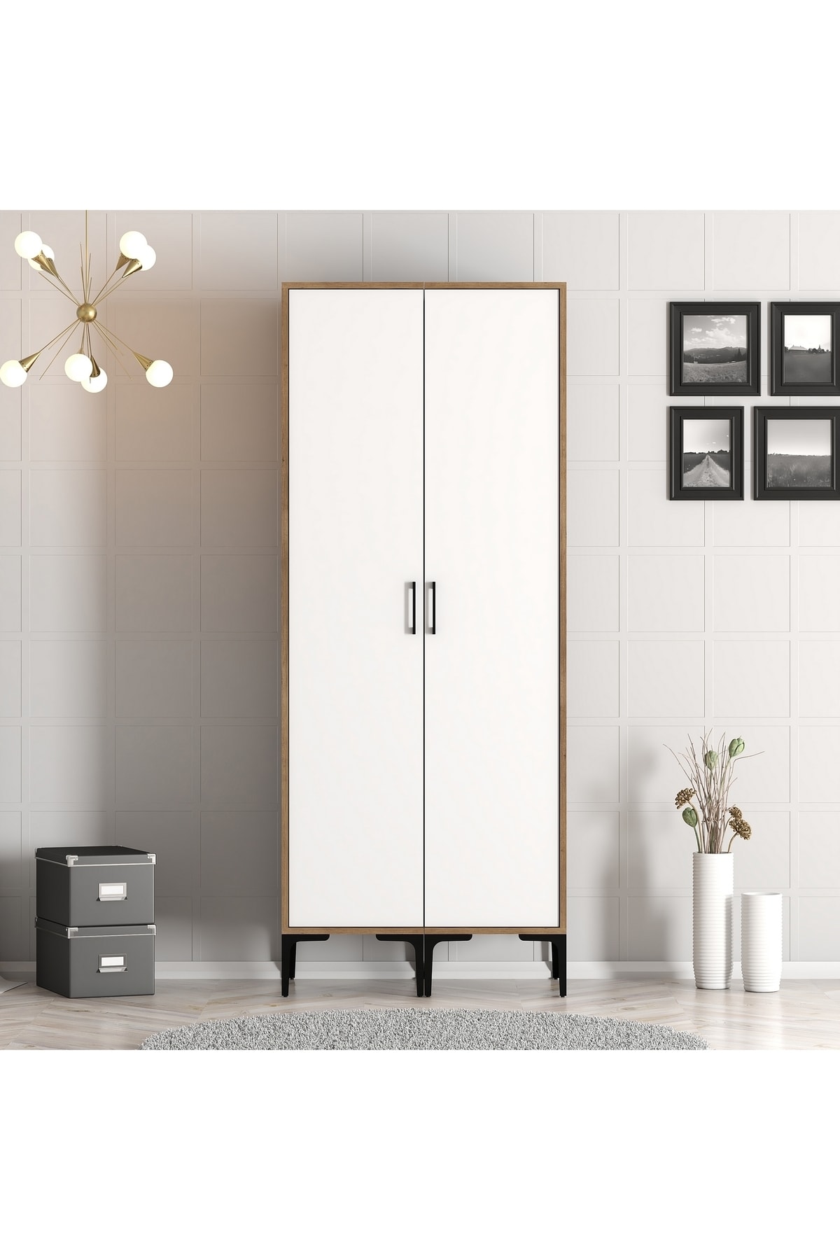 Beach 2-Door Wardrobe Ss - Walnut / White