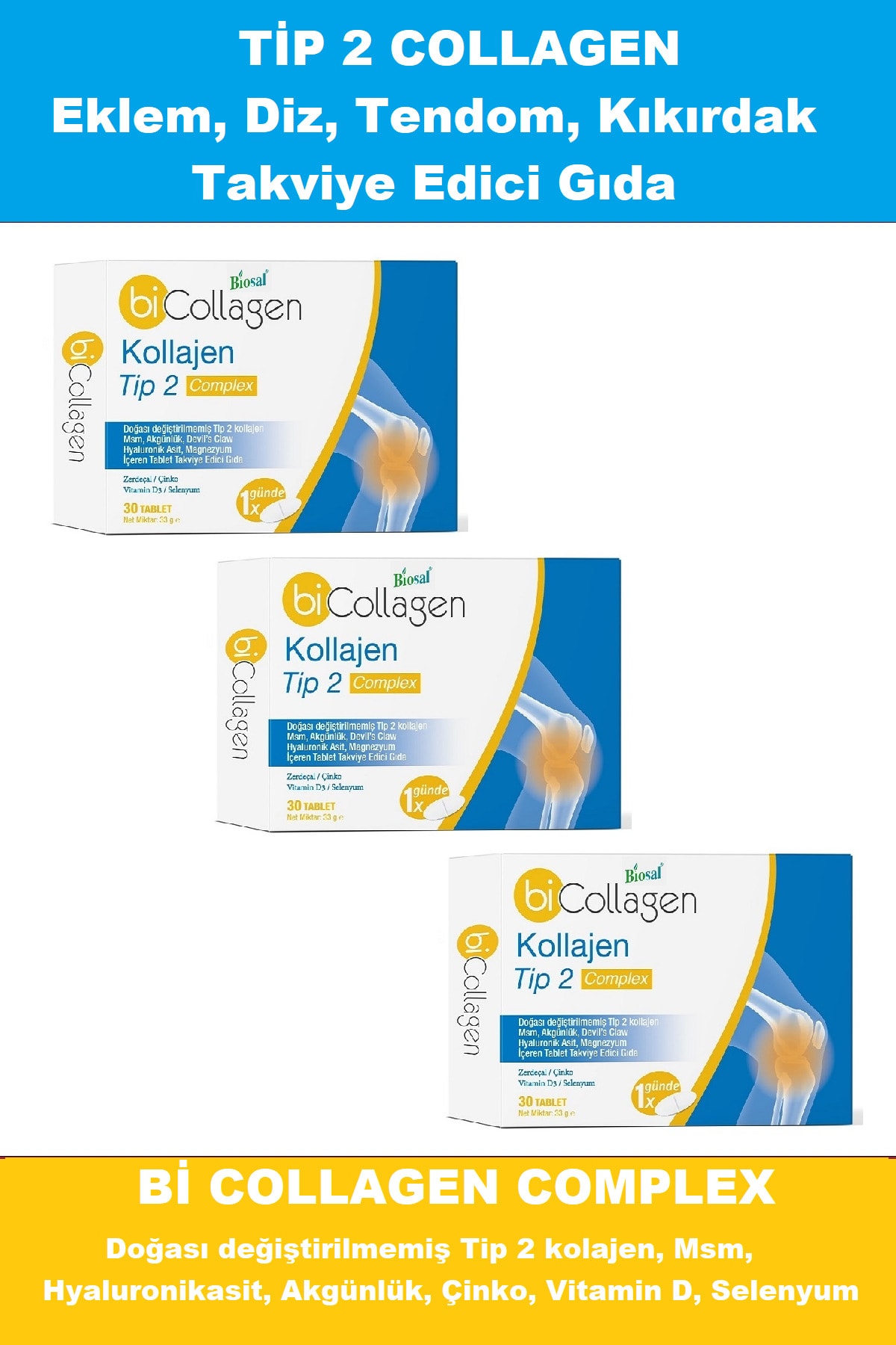 Biosal Kolejen Multi Complex Tip 2 Collagen Takviye Vitamin 3 Kutu