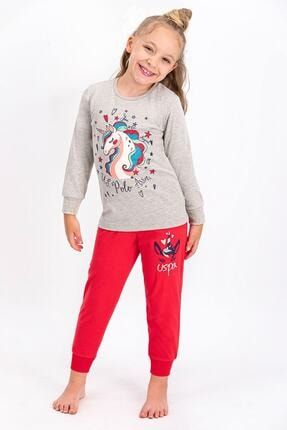 U.S. Polo Assn Lisanslı Bejmelanj Kız Çocuk Pijama Takımı US765-C