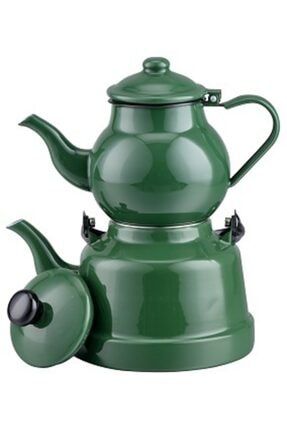 Emaye Nostaljik Orta Boy Çaydanlık Takımı -yeşil Renk TYC00113404457