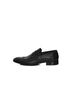 Erkek Siyah Bağcıksız İçi Dışı Hakiki Deri Klasik Ayakkabı CarloSergiotti3000