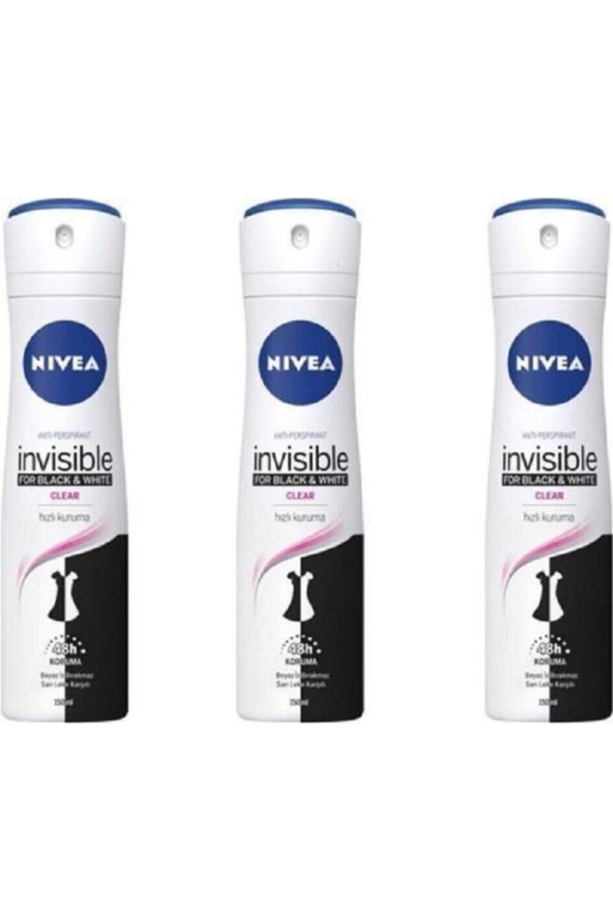 Invisible For Black & White Clear 150 ml 3 Deo Spray NIVEA