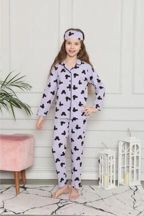 Kız Çocuk Mor Mickey Desenli Pijama Takımı PM2004