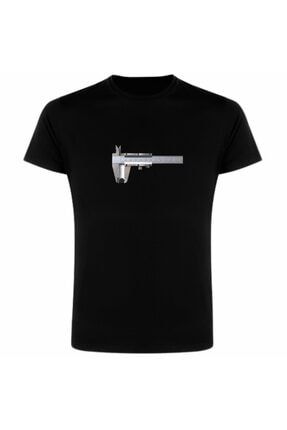 Unisex Siyah Kumpas Ölçü Aleti Baskılı T-shirt 3600020