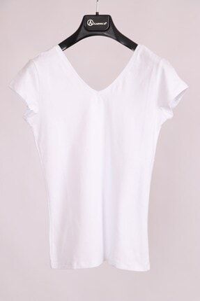 Beyazi V Yaka Yarım Kollu Pamuk Slim Fit T-shirt AC.1697