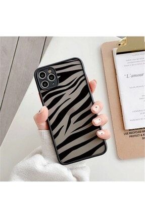 Iphone 12 Pro Max Kenarlıklı Zebra Desenli Siyah Kılıf mobzebr015