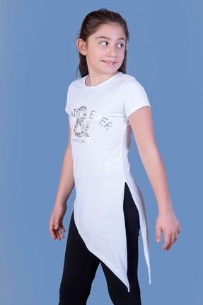 Kız Çocuk T-shirt What Baskı Beyaz 10 Yaş K-124 10642-