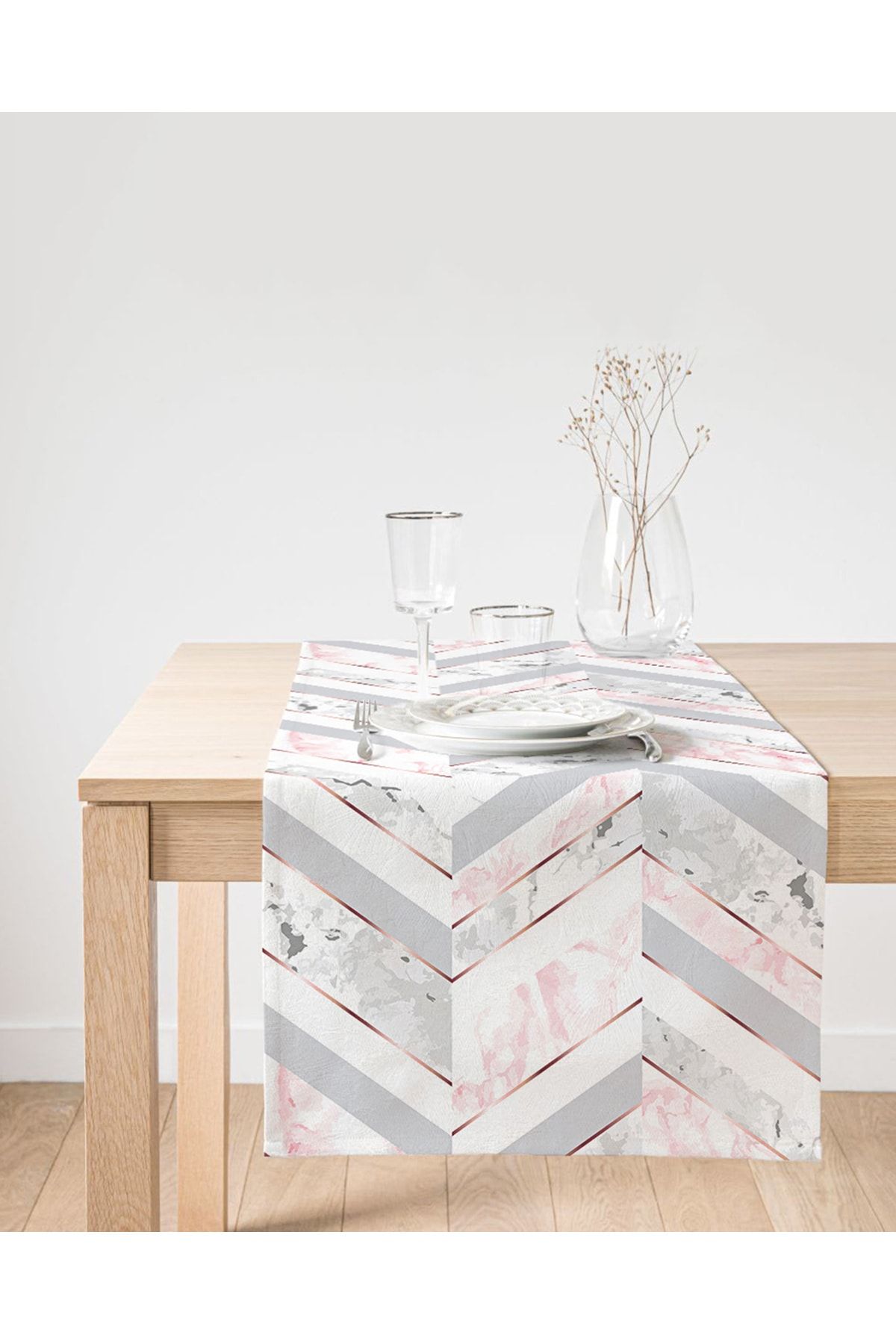 Realhomes Alergăr Special Conceput Din Piele De Căprioară, Cu Fundal De Marmură Și Design Geometric - One Size
