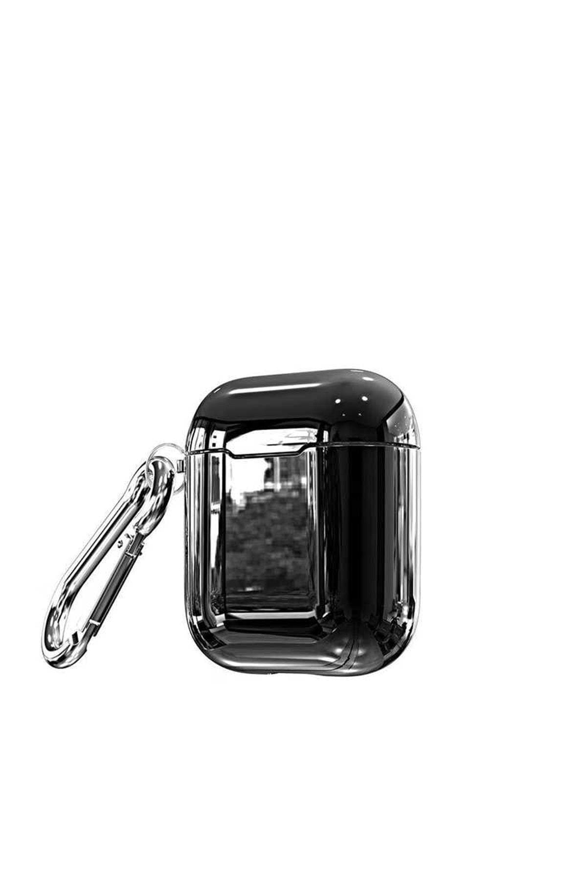 Apple Airpods Parlak Tasarımlı Silikon Kılıf - Siyah