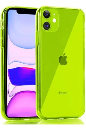 Iphone 11 Uyumlu Kılıf Fosforlu Canlı Renkli Parlak Silikon Kapak Sarı aip11502