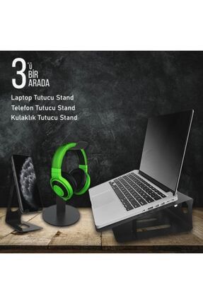 Laptop Tutucu + Kulaklık + Telefon Stand 3lü Set Lptp-Kulklk-Tel-3