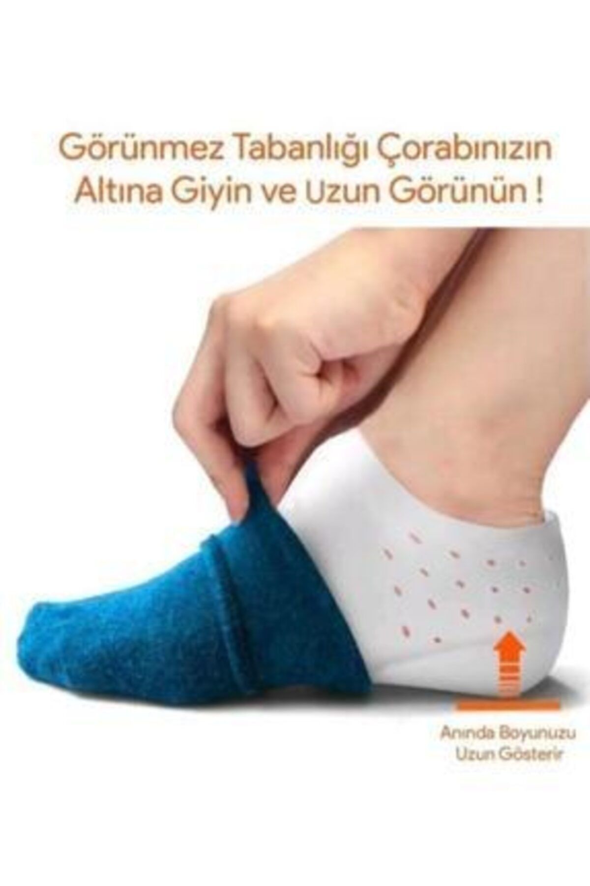 Boy Uzatıcı Silikon Topuk Çorabı Gizli Topuk Yükseltici 3 Cm