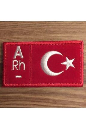 A Rh- (negatif) Türk Bayraklı Kan Grubu Patch Peç Arma Logo Ve Kot Yaması (cırt Hediyeli) ARH+004