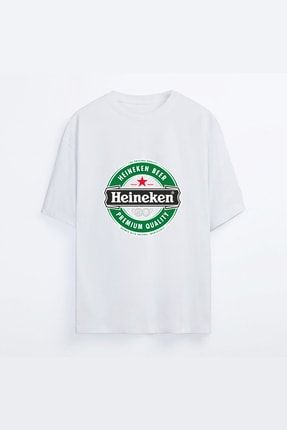 Unisex Oversize Beyaz Heineken T-shirt 92551-Oversize-Beyaz-Heineken