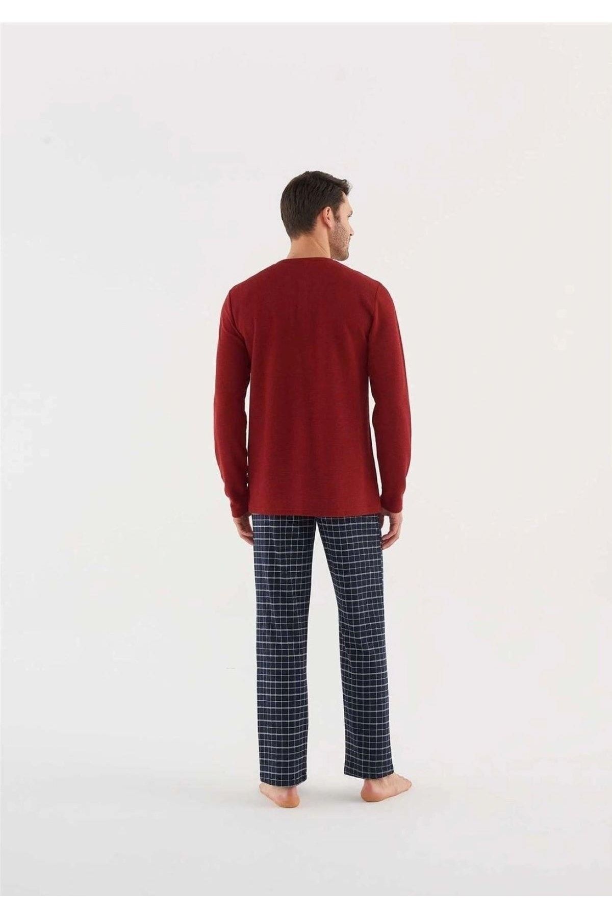 ست پیژامه قرمز مردانه پایه. لباس خواب آستین بلند Polo Us18638 s U.S. Polo Assn.